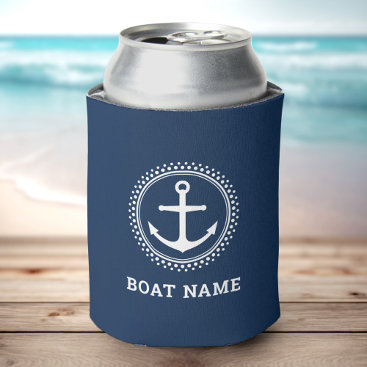 Boat name and nautical anchor can cooler