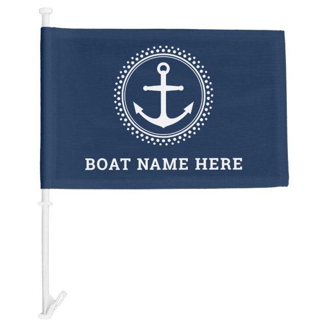 Boat name and nautical anchor car flag (Front)