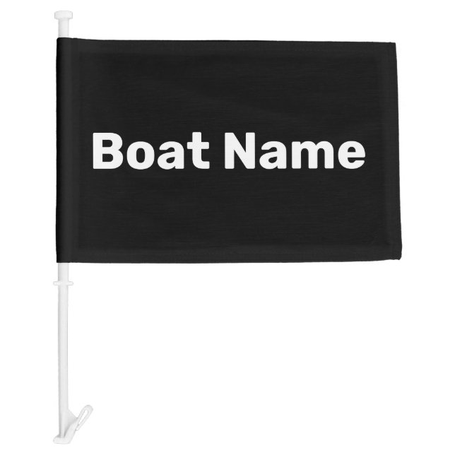 Boat Name Black and White Text Template Car Flag (Front)