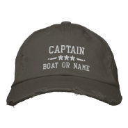 Boat Name Captain Nautical Stars Distressed Gray Embroidered Baseball Cap at Zazzle