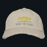 Boat Name Captain Nautical Stars Gold Silver Khaki Embroidered Baseball Cap<br><div class="desc">Sail in style with a khaki personalized embroidered hat featuring your Captain rank or other title,  your Name or Boat Name and stars. Several cap and thread colors to choose from. Makes a great custom gift for Fathers day,  Mothers day or any occasion.</div>