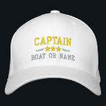 Boat Name Captain Nautical Stars Gold Silver White Embroidered Baseball Cap<br><div class="desc">Sail in style with a personalized white with gold and silver embroidered hat featuring your Captain rank or other title,  your Name or Boat Name and stars. Several cap and thread colors to choose from. Makes a great custom gift for Fathers day,  Mothers day or any occasion.</div>
