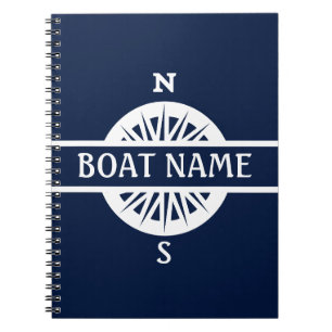 Boat Name Compass Captain's Log Notebook