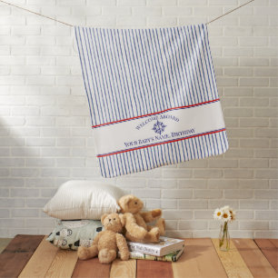 Boat Name Compass Rose Nautical Anchor Baby Blanket