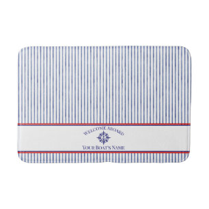 Boat Name Compass Rose Nautical Anchor  Bath Mat