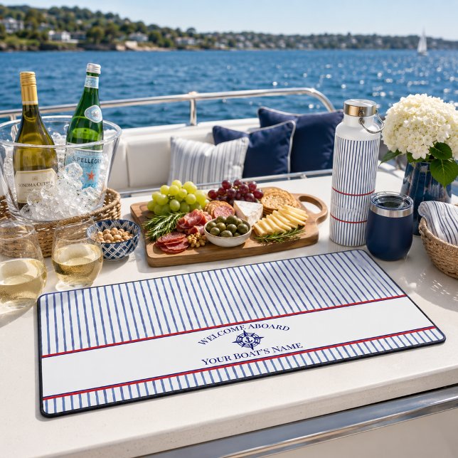 Boat Name Compass Rose Nautical Anchor Desk Mat (Creator Uploaded)