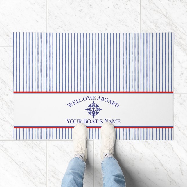 Boat Name Compass Rose Nautical Anchor  Doormat (Indoor)