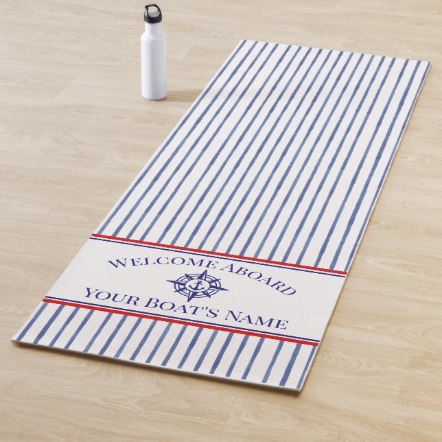 Boat Name Compass Rose Nautical Anchor Yoga Mat (In Situ)