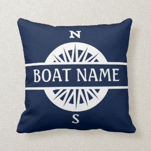 Boat Name Compass Throw Pillow