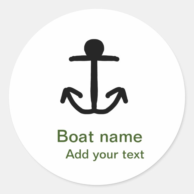 Boat name custom anchor sailing summer add text classic round sticker (Front)