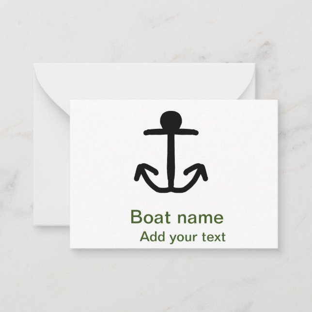 Boat name custom anchor sailing summer add text note card (Front)