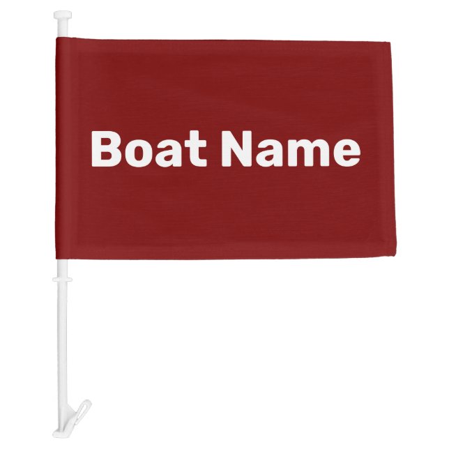 Boat Name Dark Red and White Text Template Car Flag (Front)