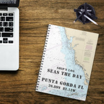 Boat Name FL Gulf Coast Nautical Chart Ship's Log Notebook