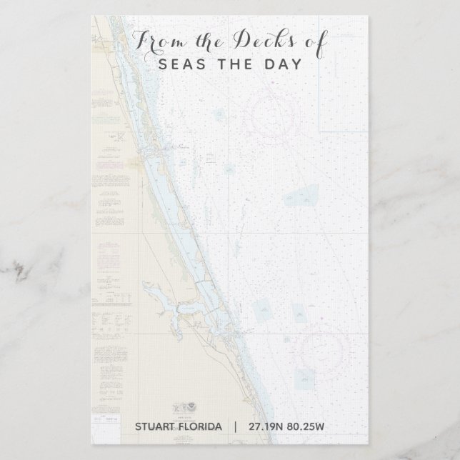 Boat Name From the Decks of Stuart FL Nautical Stationery (Front)