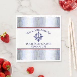Boat Name Home Port Compass Rose Anchor Napkins