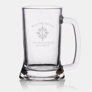 Boat Name Home Port Compass Rose Anchor Stein