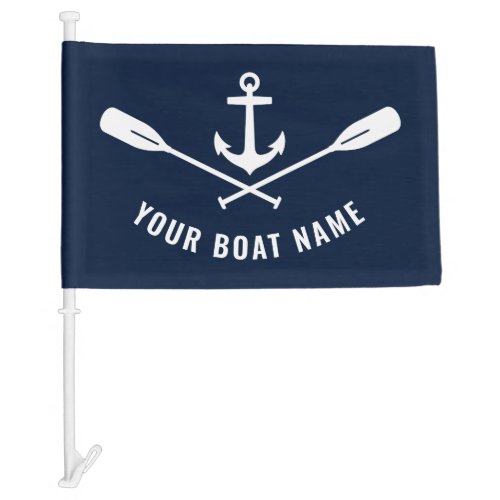 Boat Name Nautical Anchor Crossed Oars Boat or Car Flag