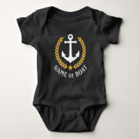 Boat Name Nautical Anchor Gold Laurel Leaves Star