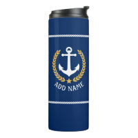 Boat Name Nautical Anchor Gold Style Laurel Navy