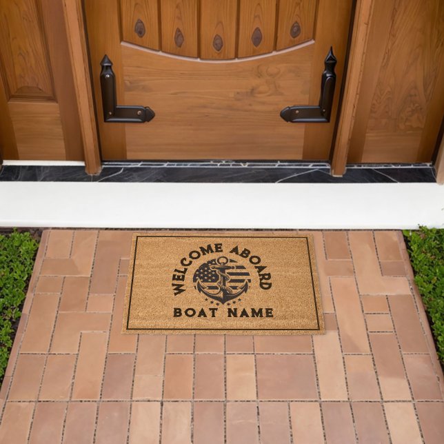Boat Name Nautical Anchor Rope Fiber Doormat (Insitu (Outdoor))