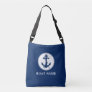 Boat Name Nautical Anchor Rope Navy Blue Crossbody Bag