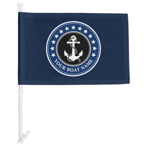 Boat Name Nautical Anchor Rope Stars Blue Boat or Car Flag