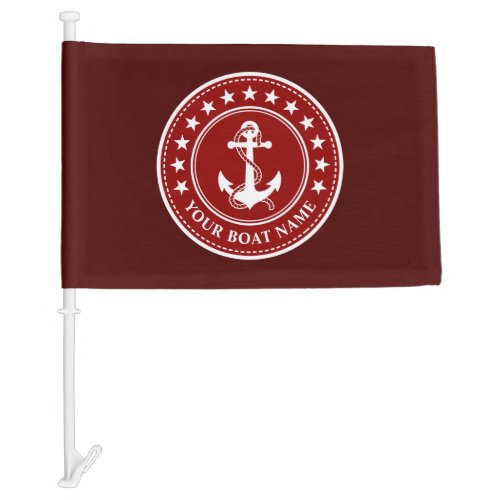 Boat Name Nautical Anchor Rope Stars Red Boat or Car Flag