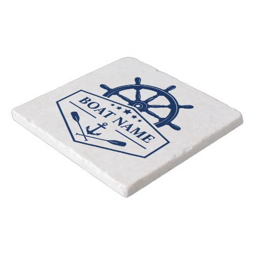 Boat Name Nautical Anchor Ship Wheel Helm Oars Trivet