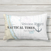 Boat Name &amp; Nautical Anchor Welcome Aboard Florida Lumbar Pillow