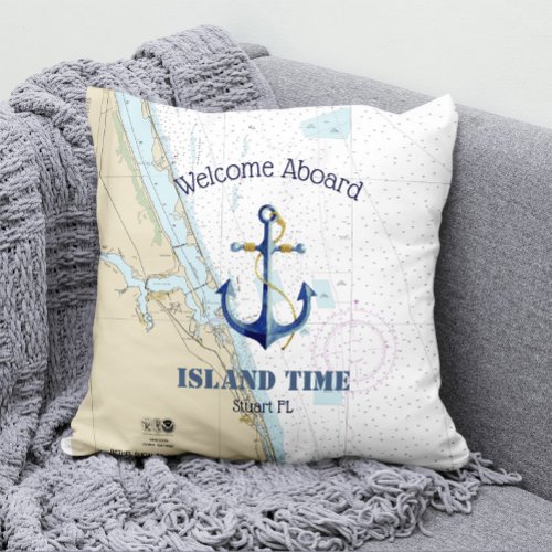 Boat Name Nautical Anchor Welcome Aboard Florida Outdoor Pillow