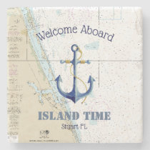 Boat Name &amp; Nautical Anchor Welcome Aboard Florida Stone Coaster