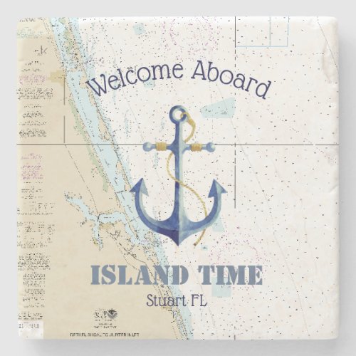 Boat Name  Nautical Anchor Welcome Aboard Florida Stone Coaster