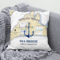 Boat Name &amp; Nautical Anchor Welcome Aboard MA Outdoor Pillow