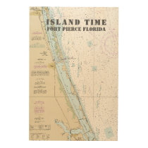 Boat Name Nautical Chart Fort Pierce Florida Wood Wall Art