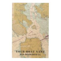 Boat Name Nautical Chart San Francisco Bay CA Wood Wall Art