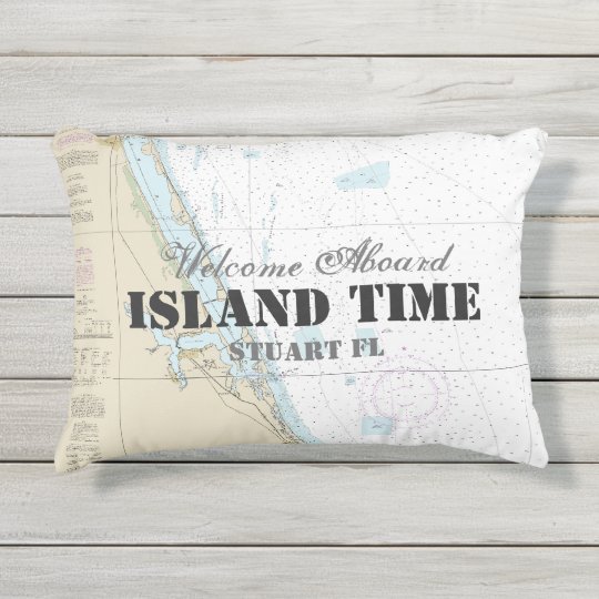 Boat Name Nautical Chart Welcome Aboard Florida Outdoor Pillow