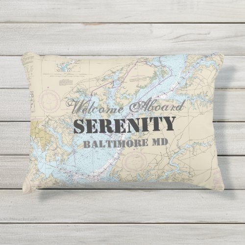 Boat Name  Nautical Chart Welcome Aboard Maryland Outdoor Pillow