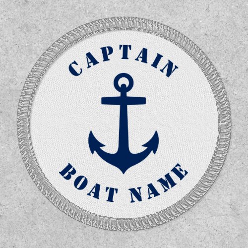 Boat Name Nautical Classic Anchor Captain Navy Patch