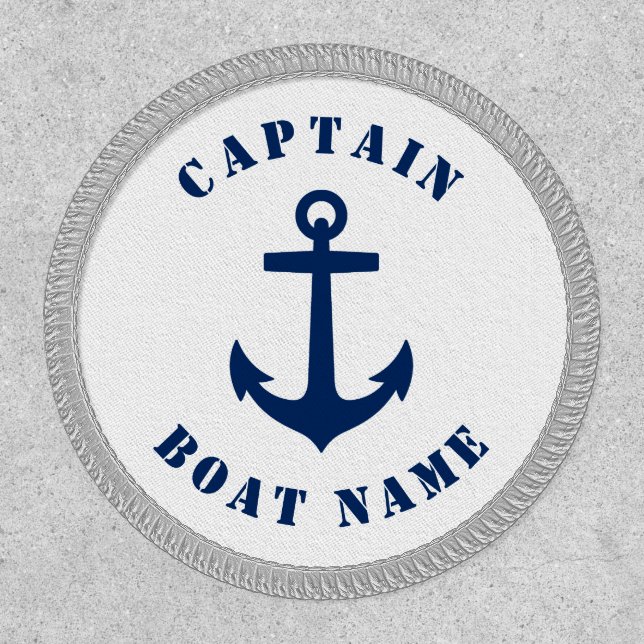 Boat Name Nautical Classic Anchor Captain Navy Patch (Front)