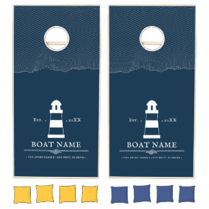 Boat Name Nautical Personalized lighthouse Cornhole Set