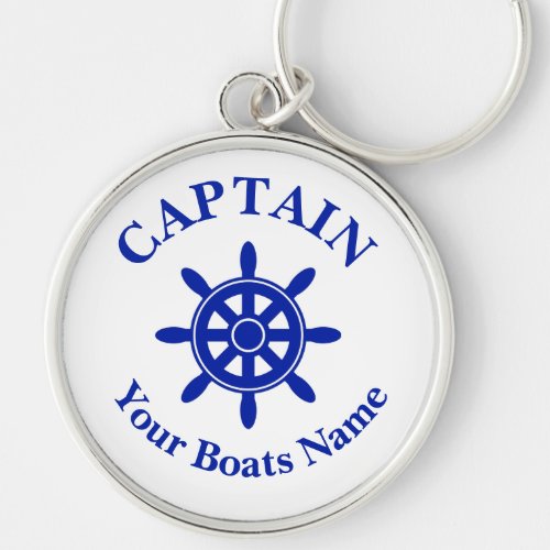 Boat name nautical ships wheel captains  keychain