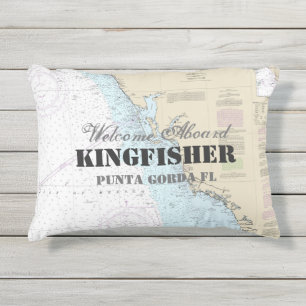 Boat Name & Nautical Welcome Aboard Gulf Coast Outdoor Pillow