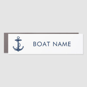 Boat Name Navy Blue Anchor Modern Custom Car Magnet