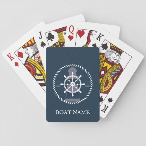 Boat Name Navy Blue Playing Cards