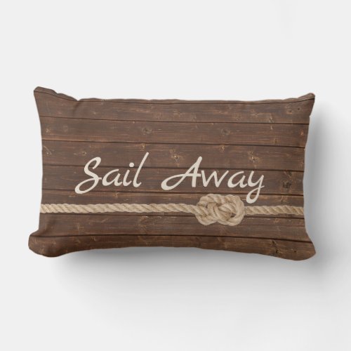 Boat Name On Teak with Knot Lumbar Pillow