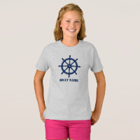 Boat Name or Your Name Ship Helm Wheel Navy & Gray