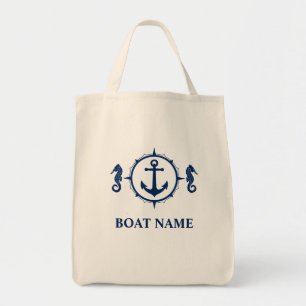 Boat Name Seahorse Anchor Eco-Friendly Grocery Tote Bag