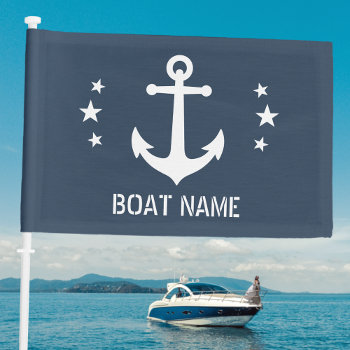Boat Name Vintage Nautical Anchor Stars Boat Or Car Flag by AnchorIsle at Zazzle