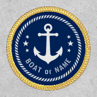 Boat Name Vintage Nautical Anchor Stars Rope Navy