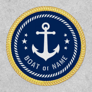 Boat Name Vintage Nautical Anchor Stars Rope Navy Patch